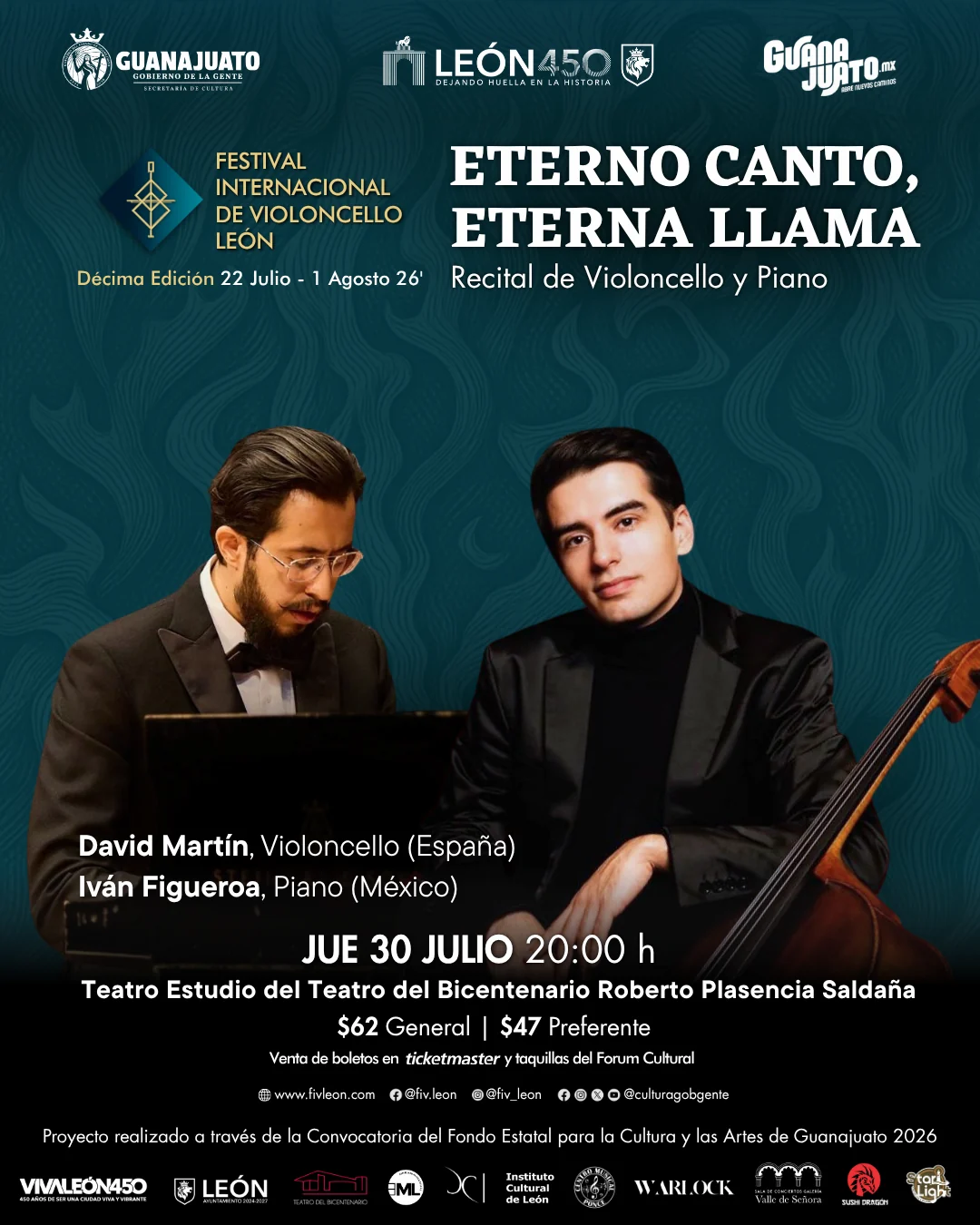 Poster del concierto · FIV León 2026 · 30 Julio · Eterno Canto, Eterna Llama
