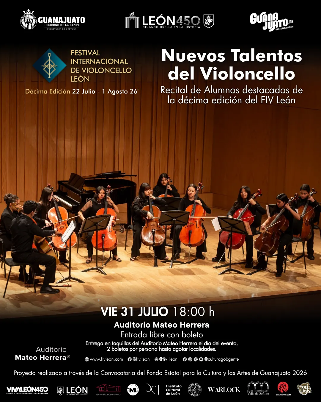 Poster del concierto · FIV León 2026 · 31 Julio · Nuevos Talentos